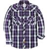 Dubinik® Camicia Uomo Quadri Bottoni Vintage Casual con Bottoni Automatici Western Cowboy Regular Fit Nero Viola S