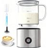 Casimhu Montalatte Elettrico 4 in 1, Montalatte Induzione 500ML Freddo e Caldo con Vetro Visibile Graduazione, Automatici, Silenziosa, Lavastoviglie per Cappuccino, Caffè, Latte