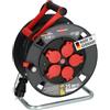 Brennenstuhl Avvolgicavo professionale 300 KU 2200, cavo 25 m nero in plastica speciale, per uso in cantiere e uso esterno permanente, Made in Germany