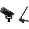 RØDE PodMic USB Microfono Dinamico Broadcast Versatile con Connettività XLR e USB per Podcasting & QuikLok A114BK asta microfonica telescopica da tavolo nera