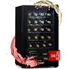 Klarstein Shiraz Cantinetta Vino Nero - 24 Bottiglie, 63 L, 1 Zona | Frigo Vino a Libera Installazione, Porta in Vetro, Silenziosa, 5-18 °C, LED, Telaio Inox
