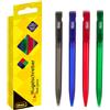 Idena 512391 - Biro retrattile, 4 pezzi, con ricarica di grande capacità, colore scrittura blu