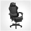 Mars Gaming MGC-X, Sedia Gaming Ergonomica, Similpelle, Schienale Reclinabile e Altezza Regolabile, Braccioli Dinamici, Cuscino Cervicale e Lombare, Sedia da Ufficio Poggiapiedi Estensibile, Nero