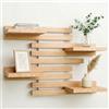 Qoka Crafts Mensola da Muro in Legno Massello, Scaffale da Parete Sospesa Design per Salotto, Cucina e Bagno, Mensole Moderne per Libreria (Bianco)