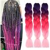 Cybelleza Treccine Extension Capelli Sintetici per Treccine Africane 3 Ciocche Trecce Jumbo Braiding Hair (Viola&Rosa rossa&Rosa)