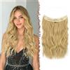 FESHFEN Extension Capelli Filo Invisibile - Extensions Mossi Sintetiche Posticci Lunga Ondulati Ricci Estensione Naturali per Donna 50 cm Biondo Chiaro Solare