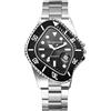 JewelryWe Orologio design New Golden Cavaliere, Business Casual Orologio elegante, 3 Occhi decorativi, Quadrante nero/blu attraente, Orologi da uomo cinturino colore Argento