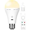 BOBOPAI Lampadina Ricaricabile USB C Con Telecomando, 7W Lampadina Batteria, E27 Lampadina LED Dimmerabile Touch Control Con Funzione Temporizzazione, Luci Di Emergenza Campeggio Con Gancio,3000k/1 pack