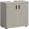 xonox.home - Mobile lavabo Mone 60 x 59 x 30 cm in cashmere - Mobile da bagno con 2 ante, fondo regolabile e apertura a sifone - Pratico, moderno e ideale per ogni bagno