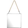 AKTIVE Specchio da parete Max Home, Quadrato, 40x40 cm, Cornice in metallo nero, Corda di iuta, Appeso, Decorativo, Soggiorno, Corridoio, Camera da letto, Moderno, Minimalista (18452)