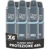 Dove Men Care, Deodorante Uomo Spray, Profumazione Classica, Antitraspirante, Protezione Fino a 48 Ore, Profumazione Agrumata, Formula Delicata sul Microbioma della Pelle, 6 Pezzi da 200 ml