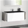 evineo ineo4 mobile La: 100 cm, 1 scomparto estraibile, lavabo integrato Slim nero opaco,, BE0836BM+BE0207WH+BL001197, ineo4 [Mobili da Bagno > Mobili con Lavabo Integrato]