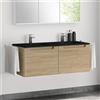 evineo ineo5 mobile La: 120 cm, 2 scomparti estraibili, lavabo doppio Slim nero opaco,, BE0837BM+BE0308OA+BL001197, ineo5 [Mobili da Bagno > Mobili con Doppio Lavabo]