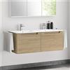 evineo ineo5 mobile La: 120 cm, 2 scomparti estraibili, lavabo doppio Slim bianco,, BE0837WH+BE0308OA+BL001197, ineo5 [Mobili da Bagno > Mobili con Doppio Lavabo]