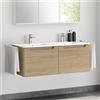 evineo ineo5 mobile La: 120 cm, 2 scomparti estraibili, lavabo doppio Slim bianco opaco,, BE0837WM+BE0308OA+BL001197, ineo5 [Mobili da Bagno > Mobili con Doppio Lavabo]