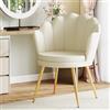 Ckaff Poltrona Conchiglia Camera da Letto, Poltrona da Salotto in Velluto, Poltroncina Imbottita con Gambe in Oro per Soggiorno Camera da Letto Sale da Pranzo, Beige