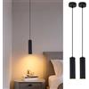 SXHZLYLampada a Sospensione Cilindro GU10 (lampadina da 5 W a luce bianca calda inclusa), Lampada a Sospensione Comodino Camera da Letto, lampada a sospensione moderna per cucina (20cm 2pezzi)