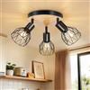 Dehobo E14 Faretti da Soffitto 3 Luci, Legno Orientabili Faretti Soffitto