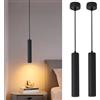 SXHZLYLampada a Sospensione Cilindro GU10 (lampadina da 5 W a luce bianca calda inclusa), Lampada a Sospensione Comodino Camera da Letto, lampada a sospensione moderna per cucina (30cm 2pezzi)