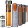 Cosumy Bottiglia da Tè con Infusore 500 ml - Vetro a Doppia Parete con Copertura di Feltro - Resistente al Calore - A prova di Perdite - Lavabile in Lavastoviglie (Grigio)