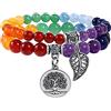 Farfume Braccialetti Chakra da donna - Bracciale con cristalli di pietre curative per donna Bracciale con pietre preziose naturali - Un set di braccialetti con doppia perla(N2 Sette Chakra)