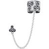 Bling Jewelry Celtic Irish Trinity Triskele Wrap Cartilage Ear Cuff Chain Pierced Ear Stud Earrings 1Pcs ossidato .925 Sterling Silver