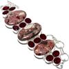 "Fatto a mano" Bracciale in argento sterling 925 con pietra preziosa di giada rossa 7-8"