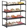 BAKAJI Scarpiera Slim Salvaspazio 4 Ripiani Porta Scarpe Struttura Tubolare in Acciaio Colore Nero Arredamento Ingresso Casa Design Moderno Facile da Montare Dimensione 65 x 30 x 74 cm (4 Ripiani)