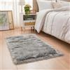 YIHAIC Faux tappetto di pelle di pecora tappeto, Pecora Agnello imitazione pelliccia sintetica decorativa, adatto per tappeto per soggiorno, tappetino per il letto (Grigio, Rectangle 60 x 90 CM)