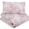 Fazzini Parure copripiumino (senza il lenzuolo di sotto) per letto da una piazza e mezza in Puro Percalle di cotone art. Kimono (Rosa 1)