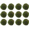 HOMSFOU 12 sfere decorative in finto muschio essiccato artificiale, pianta verde muschiata, sfere fatte a mano, palline da appendere per decorazioni nuziali e feste, 6 cm, verde