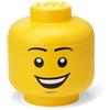 Room Copenhagen LEGO Storage Head (SMALL) - Happy Boy - Contenitore Impilabile con Coperchio, Organizer per Giocattoli e Accessori, Decorazione Divertente per Bambini e Adulti