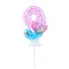 EAKE Candela di compleanno a forma di numero 9, rosa e blu glitterato con perla, conchiglia e coda di pesce, decorazione per torta a tema oceano, per feste sotto il mare