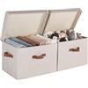 StorageWorks Scatole con coperchio, contenitori large per scaffali, cesti decorativi in tessuto con manici per organizzare vestiti e armadi 43 x 32 x 29 cm, marrone, confezione da 2