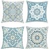 Joymaison Federe Cuscini Divano 40x40 set da 4 Bohemia Blu Mandala Floreale | Decorativa Copricuscini Vintage Geometriche Fiori Boho Etnici Geometrico Retrò Rustico per Divano Soggiorno Esterno