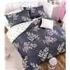 Vensan Floreale 4 pezzi copripiumino lenzuolo con angoli e 2 federe letto matrimoniale reversibile colore blu e bianco. 100% cotone, 200 fili. Naturale ipoallergenico morbido e traspirante.