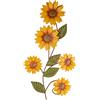 BEE ON BLOOM Decorazione da parete in metallo a forma di girasole, 63 cm, per interni ed esterni, decorazione perfetta per veranda, patio, cucina, petali gialli rustici dipinti a mano singolarmente