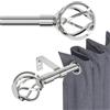 GSBLUNIE Bastone per tende in argento da 76 a 157 cm con terminali a gabbia intrecciata, aste decorative per tende per finestre con staffe, aste per tende regolabili con giunzione per camera da letto