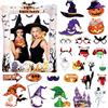 POPOYU 26 Pezzi Accessori Photo Booth Set di Halloween, Cornice per Selfie Foto Gonfiabile con 25 Carte, Puntelli per Feste e Foto