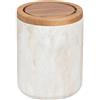 5 five simply smart 5five - Mini cestino da tavolo - Effetto marmo beige, coperchio in legno - Diametro 11,9 x Altezza 15,8 cm - Per bagno, cucina, ufficio