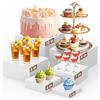 TOOSOAR Set di 6 Alzatine in Acrilico Bianco per Dolci - Alzatina per Dolci e Alzatine per Buffet - Scatole Quadrate a 5 Facce - Supporto per Dessert, Collezionabili e Giocattoli