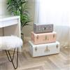 Generic Set di 3 bauli portaoggetti in metallo, bianco, rosa e grigio, con serratura e design impilabile, per camera da letto, soggiorno, scatola dei giocattoli e organizer per coperte