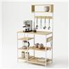 Relaxdays Scaffale Cucina con Presa/USB, 151x82x40 cm, per microonde, Effetto Legno, Metallo