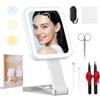 JOTOL Specchio Trucco con Luci,Specchio Ingranditore LED,Specchio Cosmetico con Illuminazione,Luminosità Regolabile a 3 Colori, Ricaricabile e Portatile, Adatto per Viaggi,Bagno,Toeletta