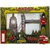 Bells Box Cornice portafoto in metallo, motivo: monumenti di Londra, 20 x 16 cm, souvenir Union Jack, da tavolo, decorazione per la casa, idea regalo (verde antico)