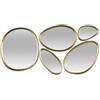 HowHomely Set di 5 specchi da parete, organici, decorazione da parete, specchio dorato, moderno, stile boho, per soggiorno, camera da letto, corridoio, guardaroba