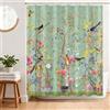 BREASOME Tenda Doccia Floreale Antimuffa 180 x 180 cm Motivo di Rami e Uccelli Tenda Vasca da Bagno Tessuto in Poliestere Resistente all'Acqua con 12 Ganci