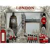 Bells Box Cornice portafoto in metallo, motivo: monumenti di Londra, 20 x 16 cm, souvenir Union Jack, da tavolo, decorazione per la casa, idea regalo (argento)