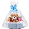 VIDSTW cestino regalo vuoto Sacchetto e nastro cesto regalo vuoto grande Realizzato in cotone cesto portaoggetti Con manici cestini portaoggetti per Pasqua baby shower Natale (Blu Bianco)