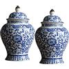 LOVIVER 2X Vaso in Ceramica Cinese per Soggiorno Decorazione Vaso da 1300 Stile Orientale Smaltato in